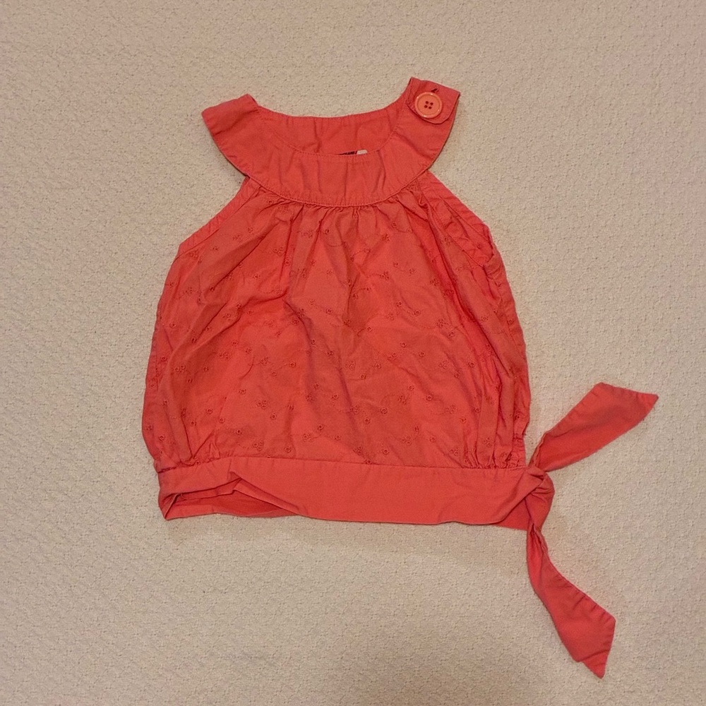 Little Lass Coral Sleeveless Blouse
